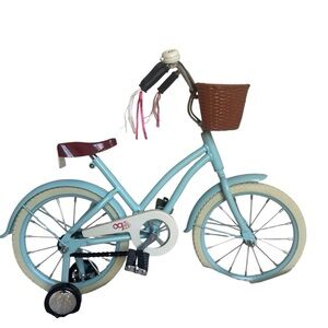 Our Generation OG 6” Doll Bicycle Aqua Bike W Basket Training Wheels NICELY USED